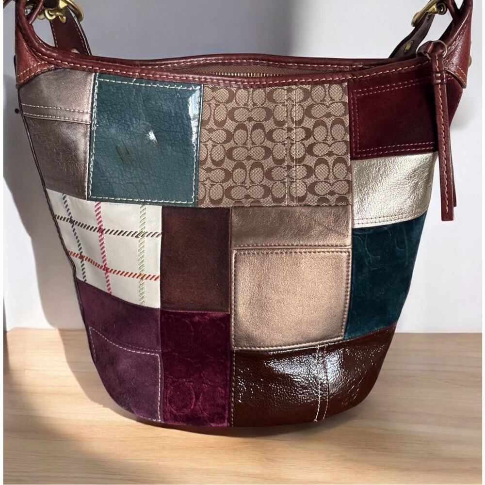 Coach Vintage Holiday Patchwork Bleeker Duffle Purse - Picture 5 of 8